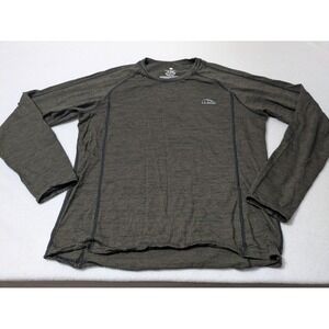 LL Bean Shirt Mens Med Green Merino Wool Lightweight Base Layer Long Sleeve